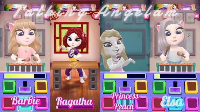 My Talking Angela 2 || Barbie VS Ragatha VS Frozen Esla ❄️ VS Princess Peach || Cosplay 😍🙀