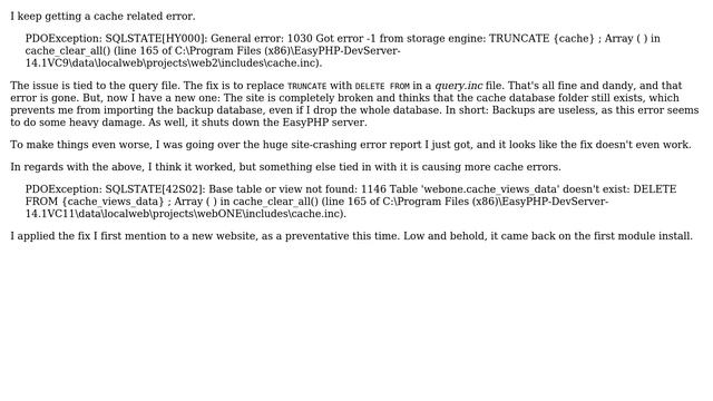 Drupal: TRUNCATE error -1 obliterating my sites смотреть онлайн