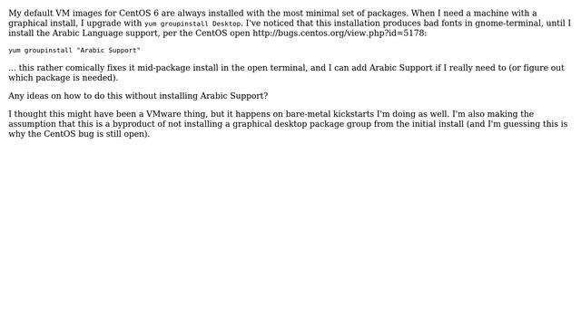 CentOS 6 gnome-terminal font is garbled until Arabic Support is installed смотреть онлайн