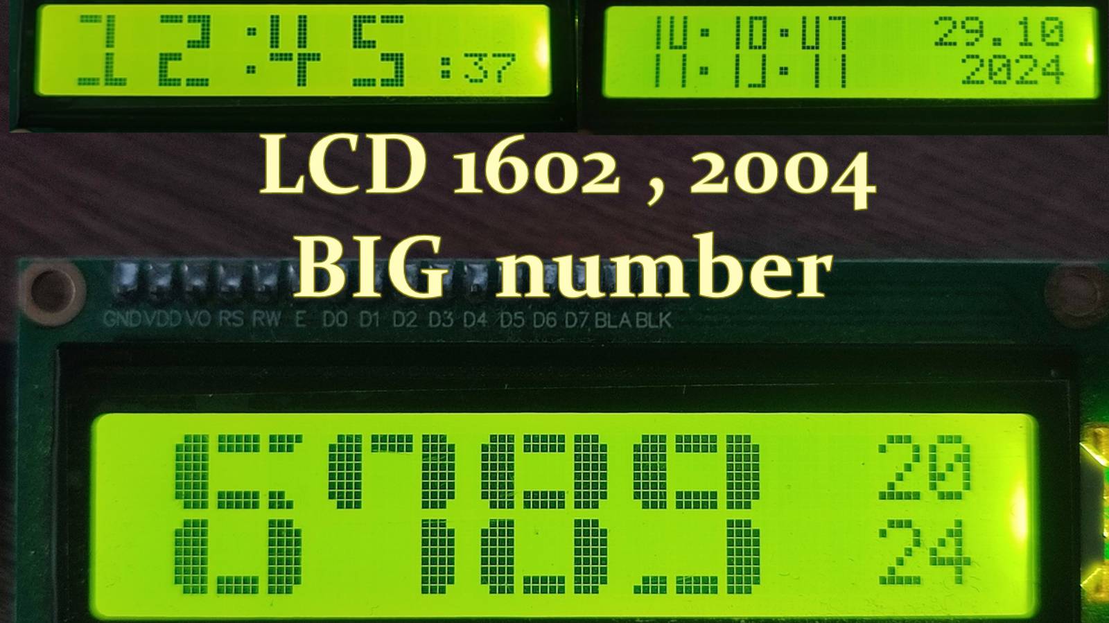 LCD 1602,2004 большие цифры + текст смотреть онлайн