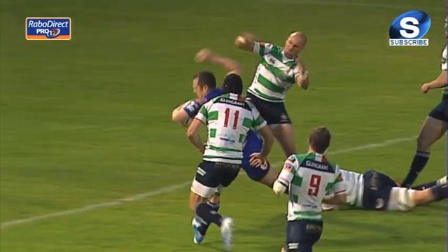 Dan Evans stopped just short of the line - Benetton Treviso v Newport Gwent Dragons 12th April 2014 смотреть онлайн