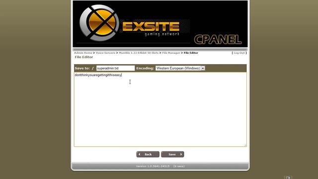 Exsitegaming.net | Mumble Tutorial | Superuser Access