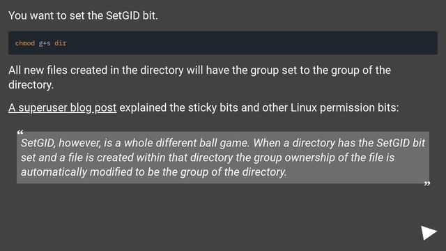 Ensuring new files in a directory belong to the group смотреть онлайн