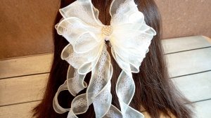 МК. Школьный бант из органзы с леской.