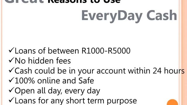 Urgent Cash Loans South Africa @www.everydaycash.co.za смотреть онлайн