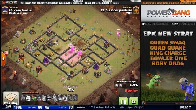Clash of Clans: EPIC NEW STRAT - Queen Swag Quad Quake King Charge Bowler Dive Mass Baby Drag! смотреть онлайн