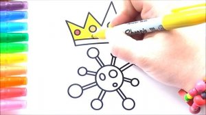 Корона и Вирус Раскраска Как Рисовать Раскраски Рисуем Раскраски для Детей // Crown and Virus