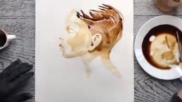 2. Город мастеров. Нетрадиционые техники рисования. Кофейная акварель "Портрет".