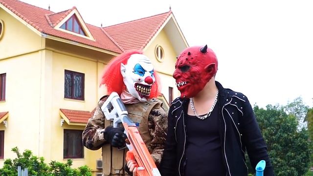 LTT Nerf Mod : 1 Hour Nerf War | Couple SEAL MARINES Nerf Guns Fight RED SATAN Mask 2 смотреть онлайн