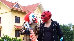 LTT Nerf Mod : 1 Hour Nerf War | Couple SEAL MARINES Nerf Guns Fight RED SATAN Mask 2