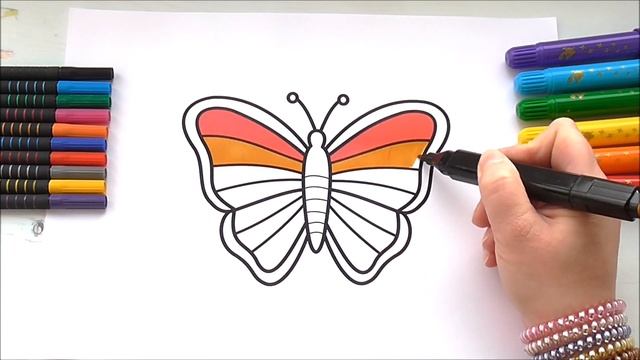 Бабочка Рисуем Раскраски для малышей смотреть онлайн