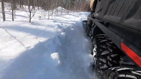 Can am Defender 6x6 Snow Plowing the Driveway Pro Mount Super Duty Plow