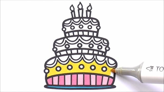 Рисуем Раскраску ТОРТИК Раскраски для малышей Как рисовать ТОРТ смотреть онлайн