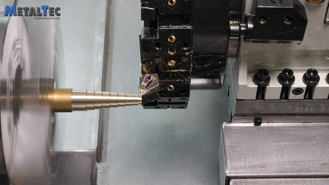 Точение детали на токарном станке ЧПУ с наклонной станиной MetalTec ТС 45 x 500 смотреть онлайн