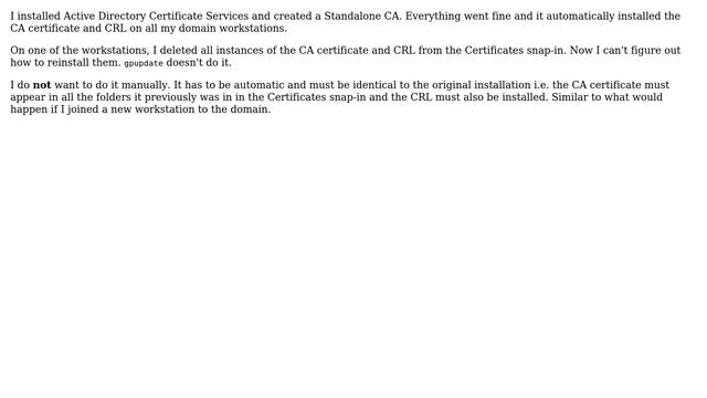 DevOps & SysAdmins: Re-install ADCS CA Certificate & CRL on Workstation смотреть онлайн