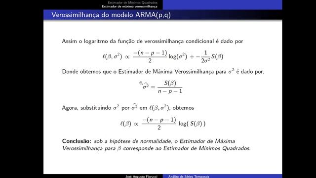Aula 8 - Estimação de modelos ARMA/ARIMA смотреть онлайн
