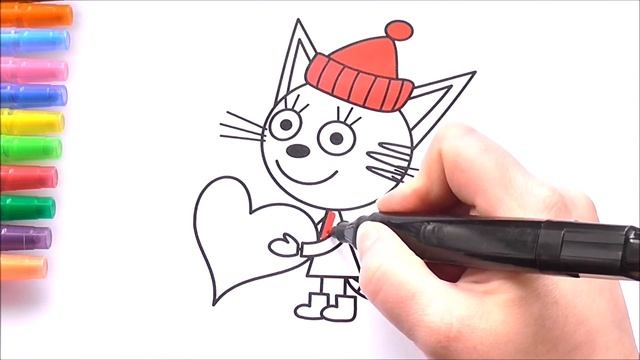 Три Кота Мультик Раскраска для Детей Рисуем Раскраски для Малышей смотреть онлайн