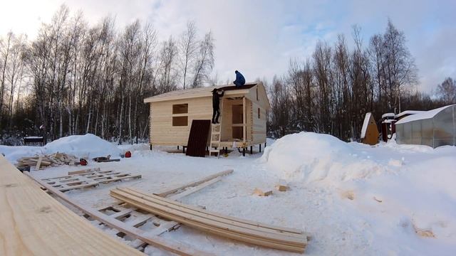 Баня под ключ 6х6 из бруса от Русских Плотников - строительство зимой смотреть онлайн