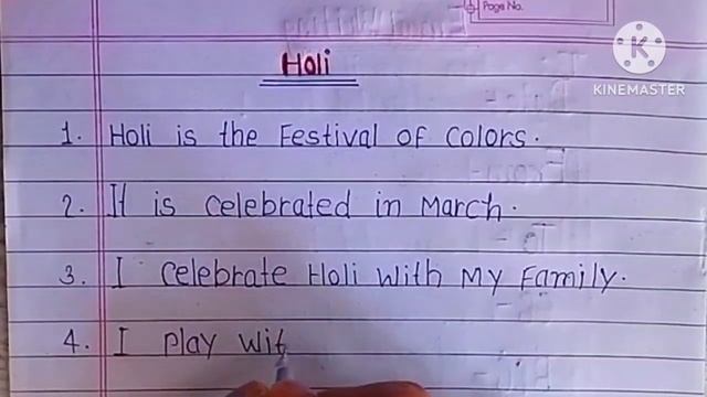 10 Lines simple Essay On my favorite Holi in english writing/ holi Learn Essay / holi essay смотреть онлайн