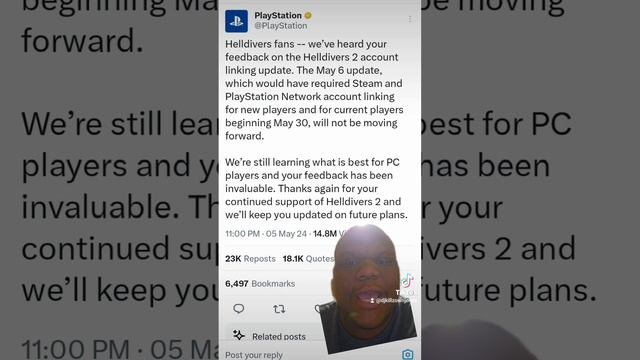 Sony WILL NOT Require PC Gamers To Sign Into Playstation Network To Play Helldivers 2 смотреть онлайн