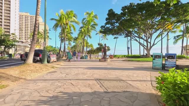 HAWAII PEOPLE 🌴 3 Hours - Walking on the Beach and Main Streets in Waikiki #vacation #walking #oa смотреть онлайн