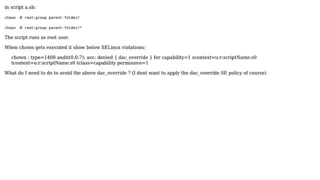 Unix & Linux: Way to do a recursive chown avoiding any SELinux violation смотреть онлайн