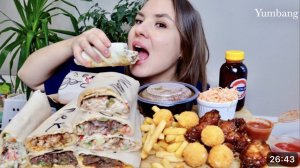 МУКБАНГ изменяет муж? ГОРА ШАУРМЫ ОТ SHAWARMA BAR mukbang kebab