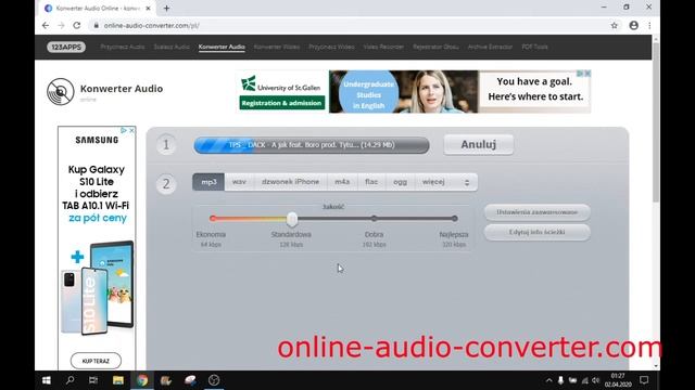 online-audio-converter.com konwertowanie pliku mp4 do mp3. смотреть онлайн