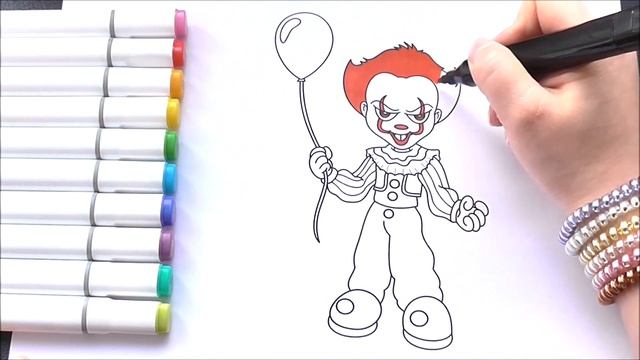 Клоун Пеннивайз Раскраска Как Нарисовать Клоуна Пеннивайз Рисуем Раскраски Clown Pennywise Coloring смотреть онлайн