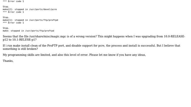 FreeBSD make error - File 5.19 supports only version 12 magic files. /usr/share/misc/magic.mgc... смотреть онлайн