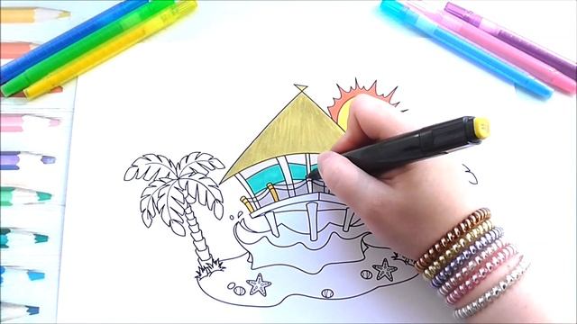 Пляж Мультик Раскраска Рисуем Раскраски для Малышей | Beach Draw Coloring Pages For Toddlers