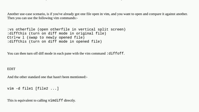 Unix: Comparing two files in Vim смотреть онлайн