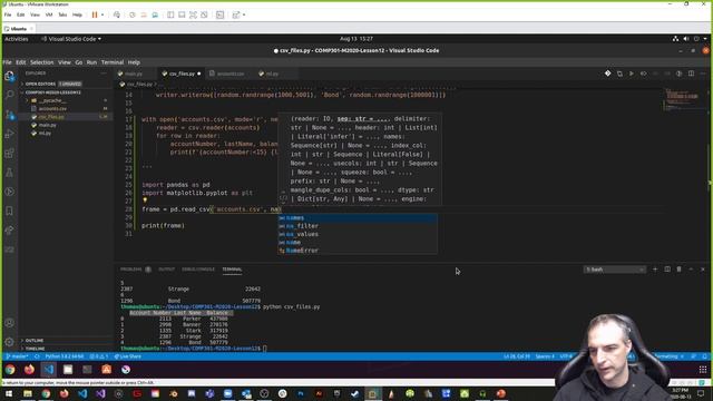 COMP301 - M2020 - Lesson 12 - Part 2 - Working with CSV Files смотреть онлайн