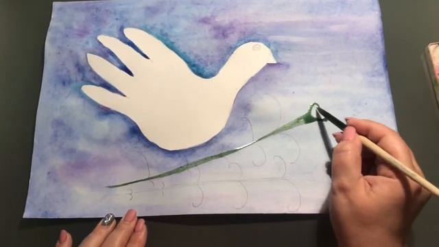 Учимся рисовать легко. Акварельная композиция «Голубь мира».