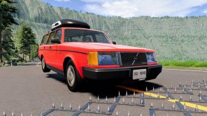 Массовые автомобильные аварии с шипами на полосе #112 – BeamNG Drive