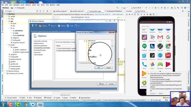 Android Studio: Sửa lỗi Your anti-virus program might be impacting your build performance смотреть онлайн