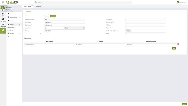 VitalPBX - DHCP Server смотреть онлайн