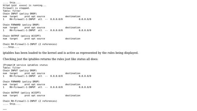 Linux service --status-all shows "Firewall is stopped." what service does firewall refer to? смотреть онлайн