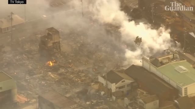 Aerial footage shows destruction in Japan after earthquake смотреть онлайн
