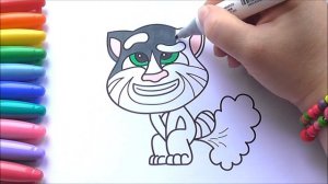 Говорящий Том Мультик раскраска Рисуем Раскраски для Детей // Talking Tom Cartoon Coloring Book