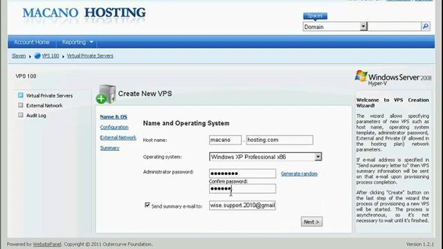 Creating VPS via WebSitePanel for Windows XP Professional OS смотреть онлайн