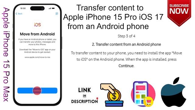 Transfer content to Apple iPhone 15 Pro iOS 17 from an Android phone смотреть онлайн