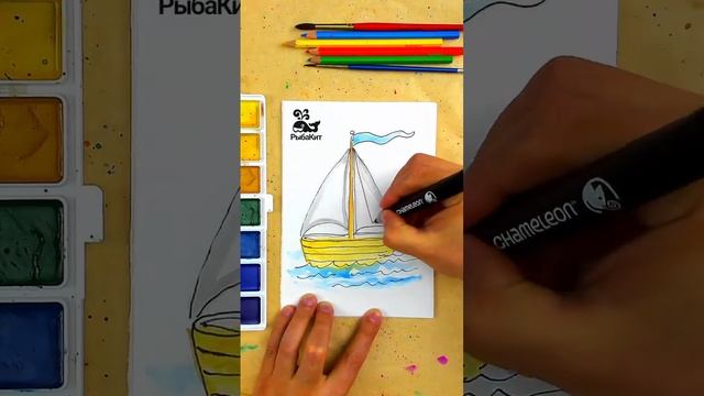 Два Крутых способа нарисовать кораблик ⛵️ #art ￼ смотреть онлайн