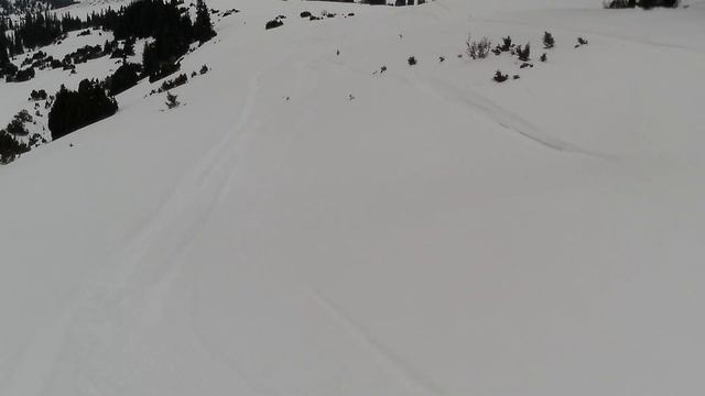 Фрирайд при дымке и облачности усложняет чтение рельефа 4 спуска 2 спота в Жыргалан, 8 фев 2024 смотреть онлайн