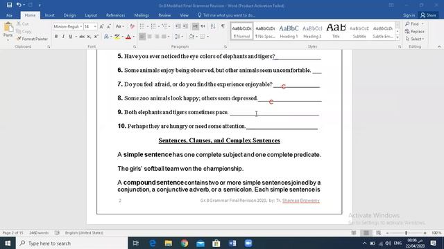 Gr. 8 Grammar Revision смотреть онлайн