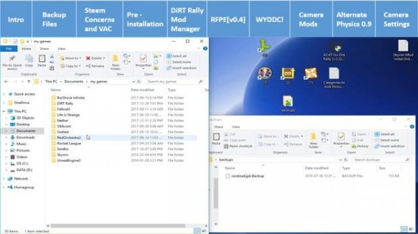 Modding DiRT Rally: Installing RFPEv0.4 , Alternate Physics v0.9, Camera Mods
