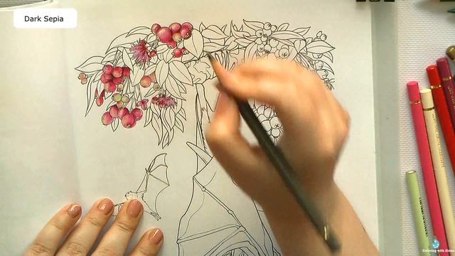 Coloring in 'Australian Animals' LILLY PILLY berries with Polychromos pencils / Раскраска-антистрес смотреть онлайн