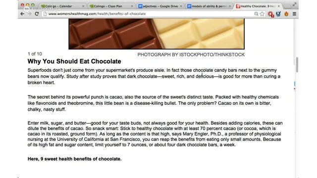 English Adjectives, Food & Health (Chocolate), Beginner/Intermediate