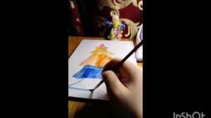 как нарисовать новогоднюю. ёлочку акварельными красками.