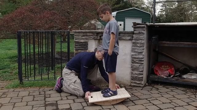 #19 Advanced Ankle Strengthening/Movement On Rockerboard: Pediatric Physical Therapy For Toe Walker